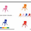 Blue red pink and orange chair for children 4 support legs in plastic