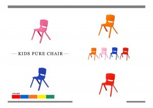 Blue red pink and orange chair for children 4 support legs in plastic