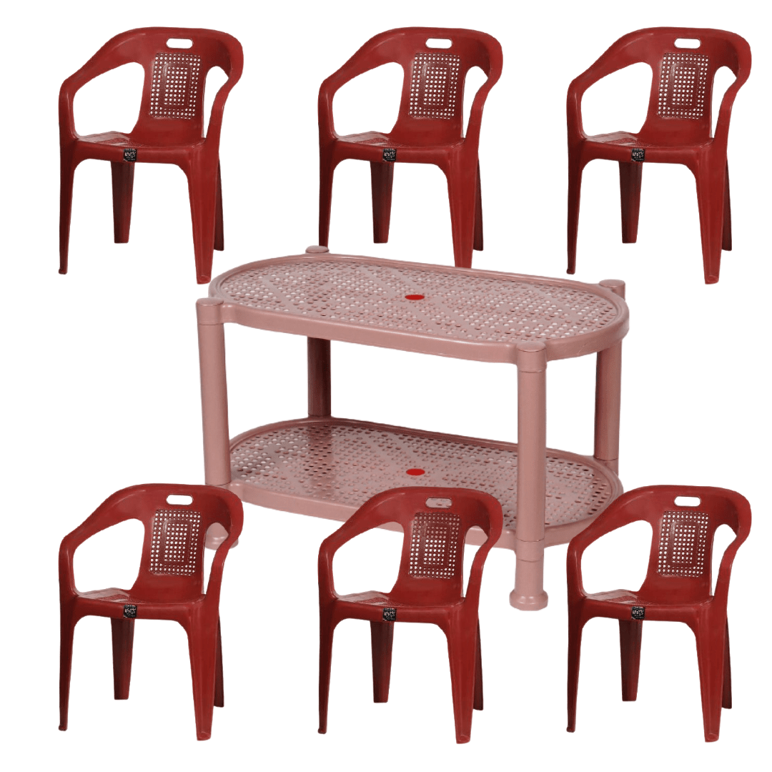 plastic chair set of 6 with table